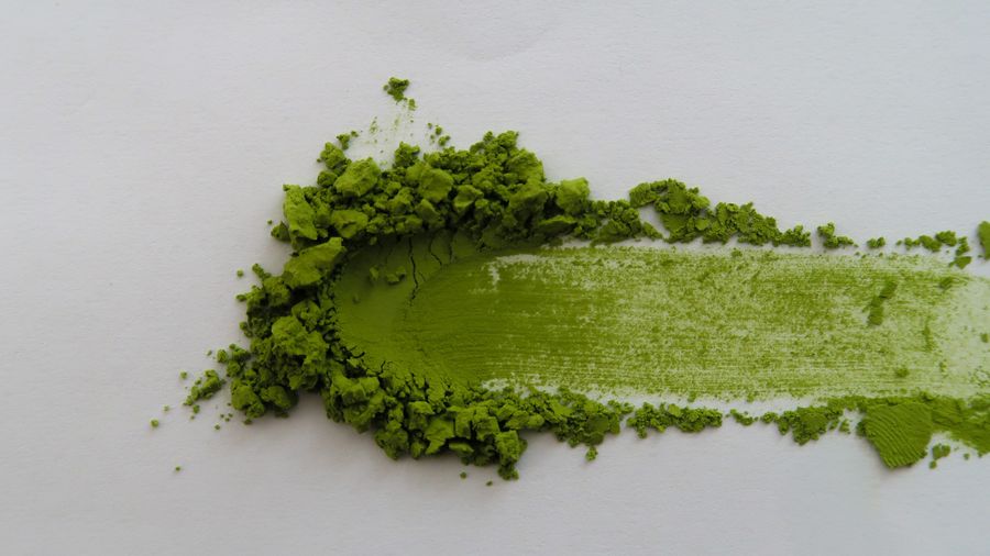 Hoshi Matcha swiped to show its colour